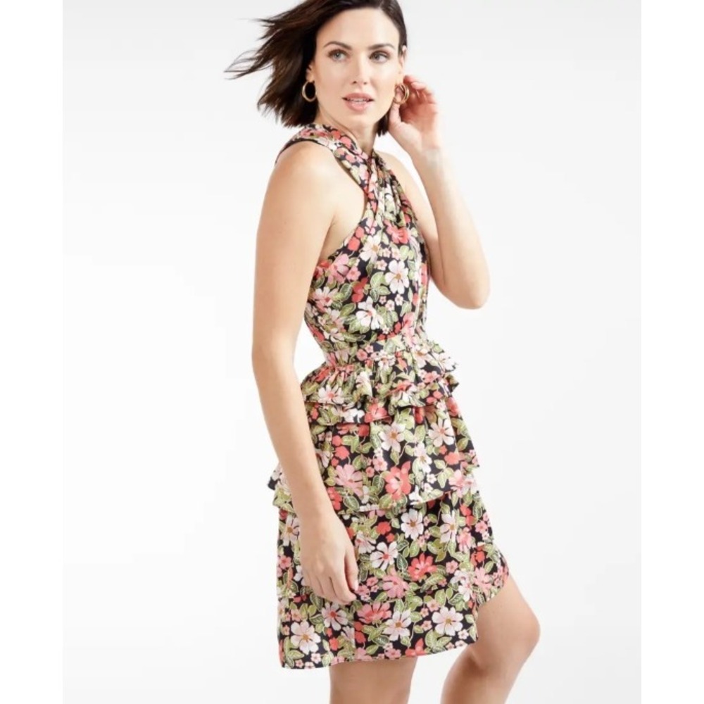 OUTERKNOWN Bailey Floral Mini Dress Size 6 NEW Tiered Designer Bohemian Colorful